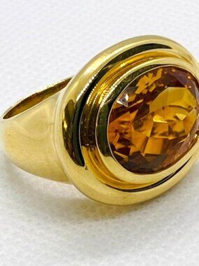 Tiffany & Co Paloma Picasso Citrine 18K 750 Ring Size 6.25